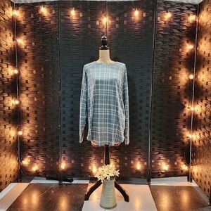 LuLaRoe Erin Long Sleeve Tunic Teal Plaid Super Soft Size L